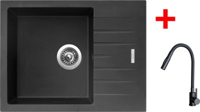 Granitový dřez Sinks PERFECTO 650 Pureblack + ELASTA S černá matná G24826