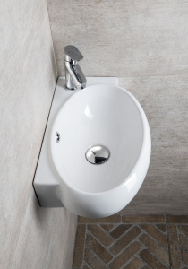 Sapho RIBERA keramické umývátko rohové 43x28, 5 cm, otvor pro baterii vpravo, bílá AR497