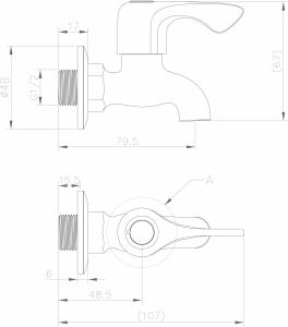 Aqualine Nástěnný kulový ventil 1/2", krátký, chrom ZY12033