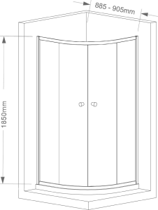Aqualine ARLETA čtvrtkruhová sprchová zástěna 900x900mm, čiré sklo HLS900Y