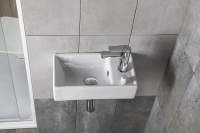 Sapho MINOS keramické umývátko 40x22cm, baterie vpravo, bílá 4059