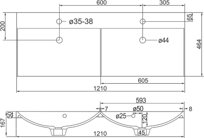 Mereo Mailo, koupelnová skříňka s umyvadlem z litého mramoru 121 cm, antracit, chrom madlo CN538M