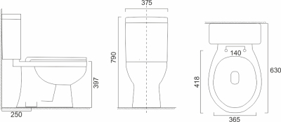 Mereo WC kombi, RIMLESS, spodní odpad s armaturou VSD98