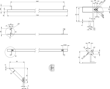 GSI PURA čelní držák ručníků 122cm, chrom PAPRD122