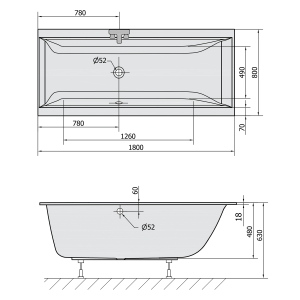 Polysan CLEO SLIM obdélníková vana 180x80x48cm, bílá 95611S