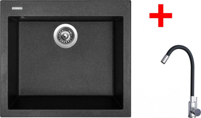 Granitový dřez Sinks CUBE 560 Granblack + Elasta nerez/černá G22730
