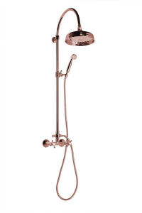Sapho ANTEA sprchový sloup k napojení na baterii, hlavová, ruční sprcha, růžové zlato SET037