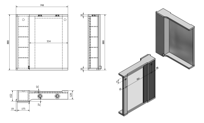 Sapho PULSE galerka s LED osvětlením, 75x80x17cm, pravá, bílá/antracit PU078-3034