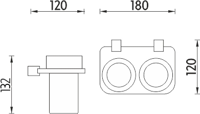 Nimco BORMO Dvojitý držák sklenek BR X3-58DW-26