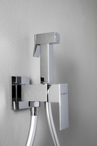Sapho CUBEMIX podomítková bidetová baterie se Stop sprškou, hranatá, chrom CM040