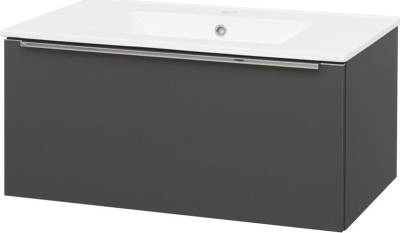 Mereo Mailo, koupelnová skříňka s keramickým umyvadlem 81 cm, antracit, chrom madlo CN536