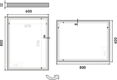 Nimco OBDELNÍKOVÁ - OSTRÉ ROHY LED zrcadlo 600x800 ZP 13002
