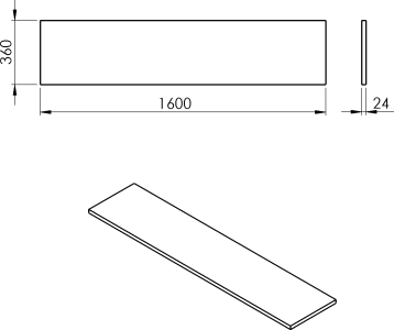 Sapho PLATO deska Rockstone 1600x24x360mm, bílá mat PL166-0101