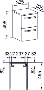 Mereo Bino koupelnová skříňka spodní 50 cm, Multidecor, Javor Hard šampaňský CN694JHS2
