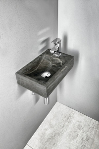 Sapho BLOK kamenné umývátko 40x22cm, baterie vpravo, antracit 2401-28