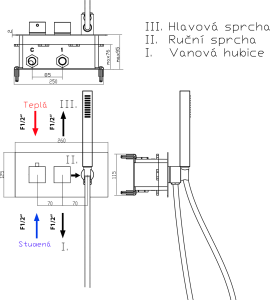 Sapho LATUS podomítková sprchová termostatická baterie vč. sprchy, 3 výstupy, chrom 1102-43