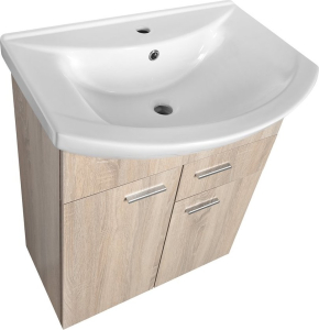 Aqualine ZOJA umyvadlová skříňka 61, 5x74x32cm, 2x dvířka, 1x zásuvka, dub platin 51165