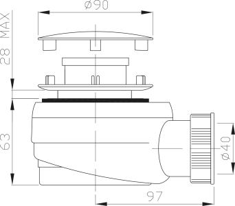 Polysan Vaničkový sifon, průměr 60mm, DN40, krytka chrom 1724C