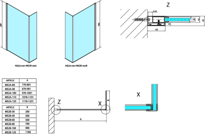 Polysan MODULAR SHOWER stěna k instalaci na zeď, pro připojení pevného panelu, 900 mm MS2A-90