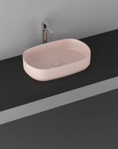Isvea INFINITY OVAL keramické umyvadlo na desku, 55x36cm, růžová Salmon 10NF65055-2S
