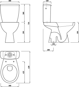 Aqualine MIGUEL WC kombi, dvojtlačítko 3/6l, spodní odpad, bílá LC2258