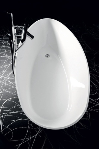 Gelco ELIPSIE volně stojící vana 1570x700x560mm, litý mramor, bílá lesk GVEL1570