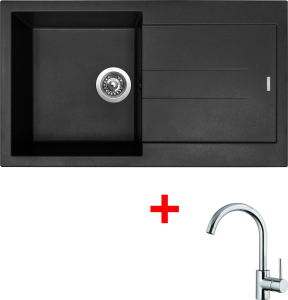 Granitový dřez Sinks AMANDA 860 NANO Nanoblack+MIX 35 AM860N6MI35CL