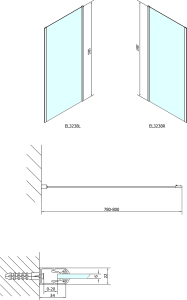 Polysan EASY boční stěna 800mm, sklo Brick EL3238