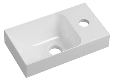 Sapho PICCOLINO umývátko 30, 8x17cm, litý mramor, baterie vpravo, bílá PK305