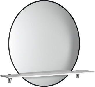 Sapho SHARON kulaté zrcadlo s LED podsvícením a s policí ø 80cm, černá mat (E28904CI-01) 31255CI-01