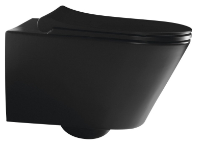 Sapho AVVA CLEANWASH závěsná WC mísa, s bidetovou sprškou, Rimless, 35, 5x53cm, černá mat 100312-110