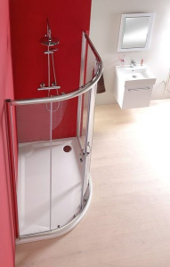 Gelco RIVA sprchová vanička z litého mramoru, čtvrtkruh 120x90cm, pravá, bílá GR12090R