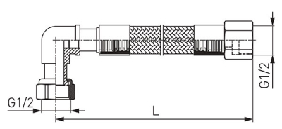 Novaservis Plynová připojovací hadice s kolínkem 1/2" MM-1,25m WGK1250