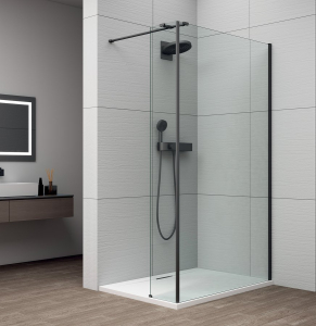 Polysan ESCA BLACK MATT jednodílná sprchová zástěna k instalaci ke stěně, sklo čiré, 1500 mm ES1015-02