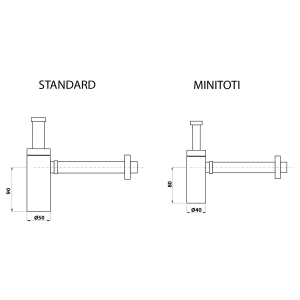 Omp Tea MINITOTI sifon pro umývátko, 5/4", odpad 32mm, černá mat 510.135.5.X