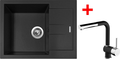 Granitový dřez Sinks AMANDA 650 Nanoblack+MIX 3 P Nanoblack G187N6