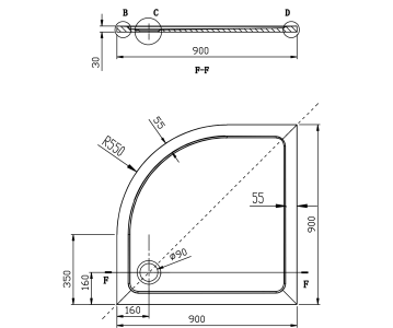 Gelco AKCE čtvrtkruhová sprchová zástěna 900x900x1900mm, čiré sklo AG4290