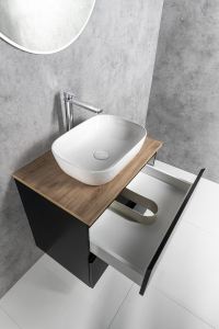 Aqualine ALTAIR skříňka s deskou 68 cm, černá mat/dub emporio AI670-01