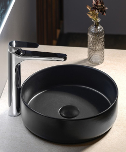 Sapho Umyvadlová výpust 5/4“, click-clack, keramická zátka, 10-50mm, černá mat AR901