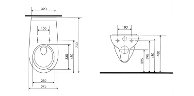 Sapho HANDICAP závěsná WC mísa, prodloužená, Rimless, 37, 5x73cm, bílá K670-002