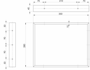 Sapho Podpěrná konzole 350x280x40mm, lakovaná ocel, černá mat, 1 ks 30375