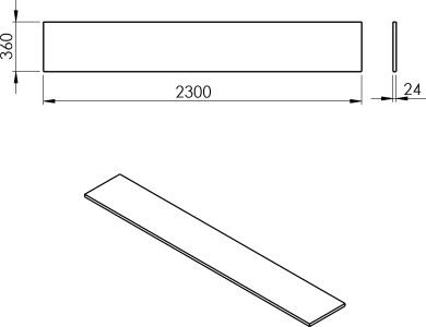 Sapho PLATO deska Rockstone 2300x24x360mm, bílá mat PL236-0101
