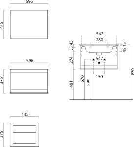 GSI PURA konstrukce pod umyvadlo 62x46cm, černá mat MSP6228