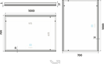Nimco OBDELNÍKOVÁ - OSTRÉ ROHY LED zrcadlo 1000x700 s dotykovým senzorem ZP 12004V