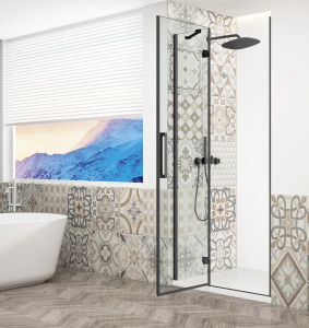 Gelco TRINITY BLACK sprchové dveře do niky 1100mm, čiré sklo, levé GT1211CL-B