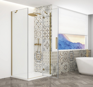 Gelco TRINITY GOLD MATT čtvercový sprchový kout 800x800mm, čiré sklo, pravé GT5680-80CR-G