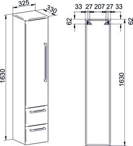 Mereo Bino, koupelnová skříňka vysoká 163 cm, levá, Multidecor, Dub Wotan CN697DWOT