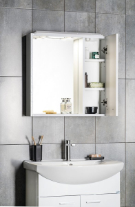 Aqualine ZOJA/KERAMIA FRESH galerka s LED osvětlením, 60x60x14cm, pravá, bílá 45022
