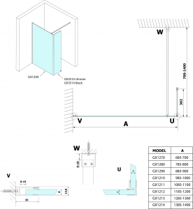 Gelco VARIO přídavný panel 350mm, čiré sklo, chrom GX3510