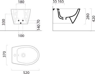 GSI MODO bidet závěsný 37x52cm, creta mat 9864108
